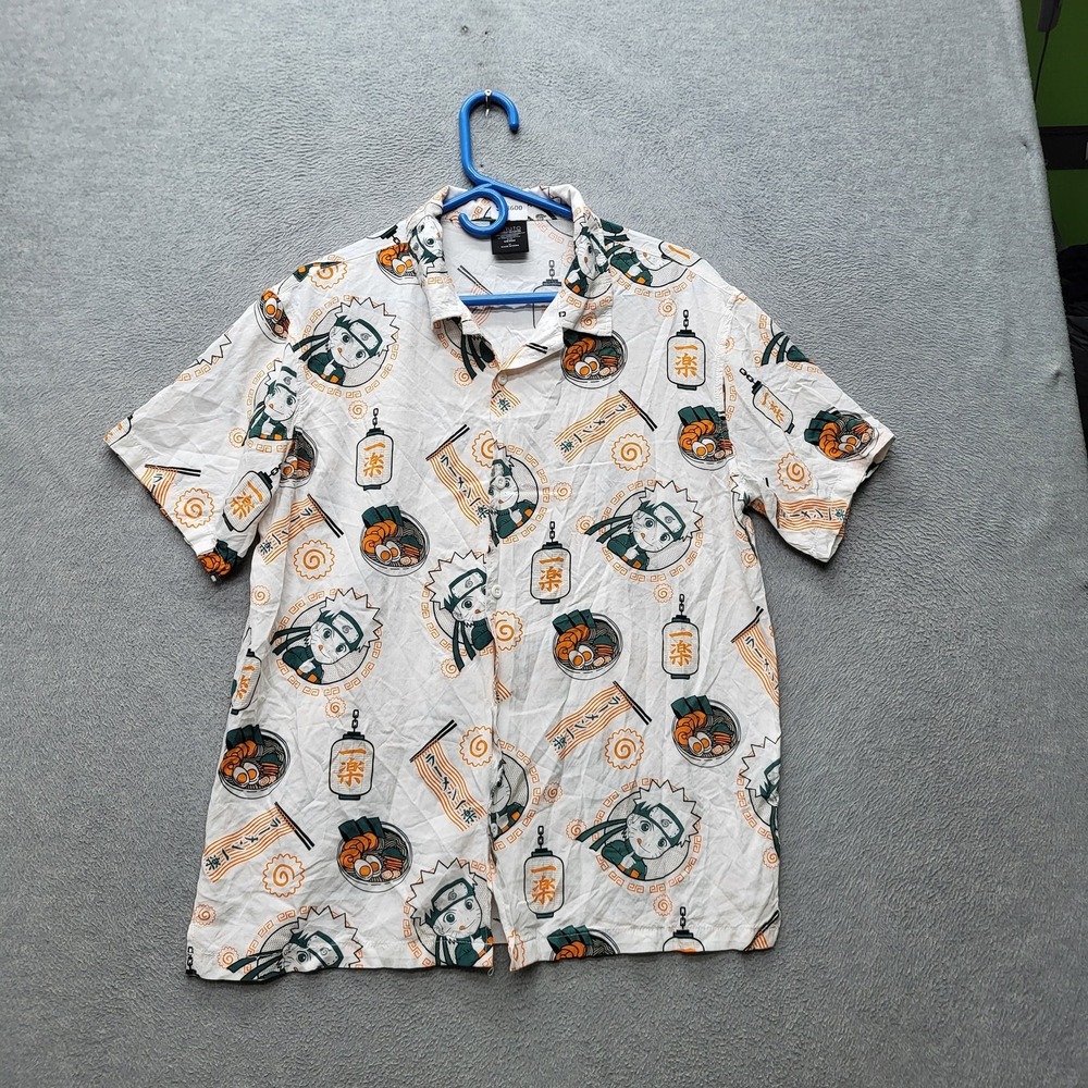 Naruto Shippuden Collection Men Button Up‎ Shirt M Graphic Anime Noodles Y2K